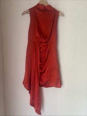 NWT Anthropologie  Sleeveless Red Orange  Dress w/ draping detail size 6